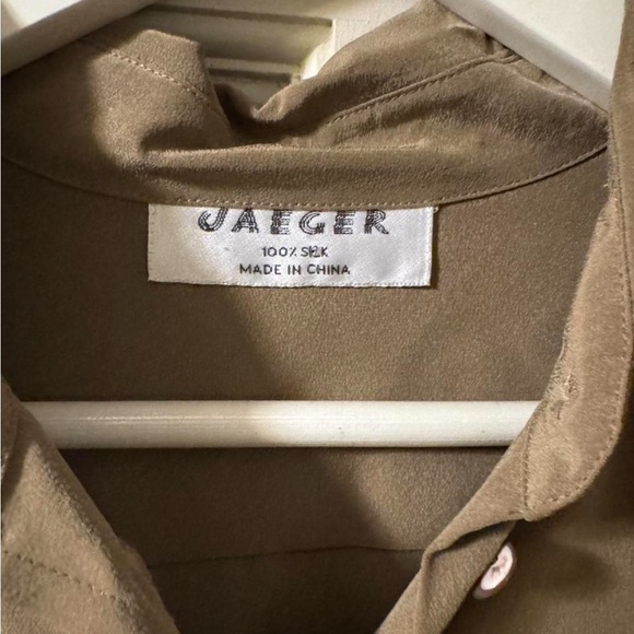 Vintage Jaeger Silk Button Down olive/ Khaki women’s 34 bust - Picture 2 of 8